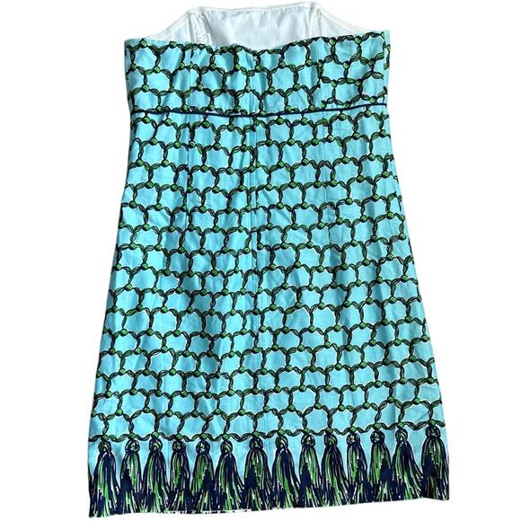 Lilly‎ Pulitzer Bowen Cameo White Macrame Me Print Strapless Dress Size 8 - Picture 5 of 10